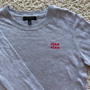 Banana Republic Silk Cotton Gray Long Sleeve Sweater w/ Red Embroidery Ciao M